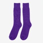 Lehvera men purple merino wool socks with classic vertical ribbed texture