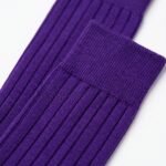 Lehvera men purple merino wool socks with classic vertical ribbed texture