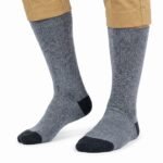 Lehvera gray merino wool dress socks for men with reinforced dark toe and heel