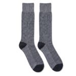 Lehvera gray merino wool dress socks for men with reinforced dark toe and heel