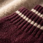 Burgundy ankle socks with white stripe and ribbed knit design