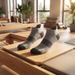 Gray ankle socks with black honeycomb pattern, reinforced heel and toe, and low-cut athletic design