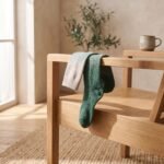 Merino wool compression socks in green gradient knee-high design
