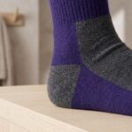 Lehvera men purple merino wool socks with contrasting gray toe and heel